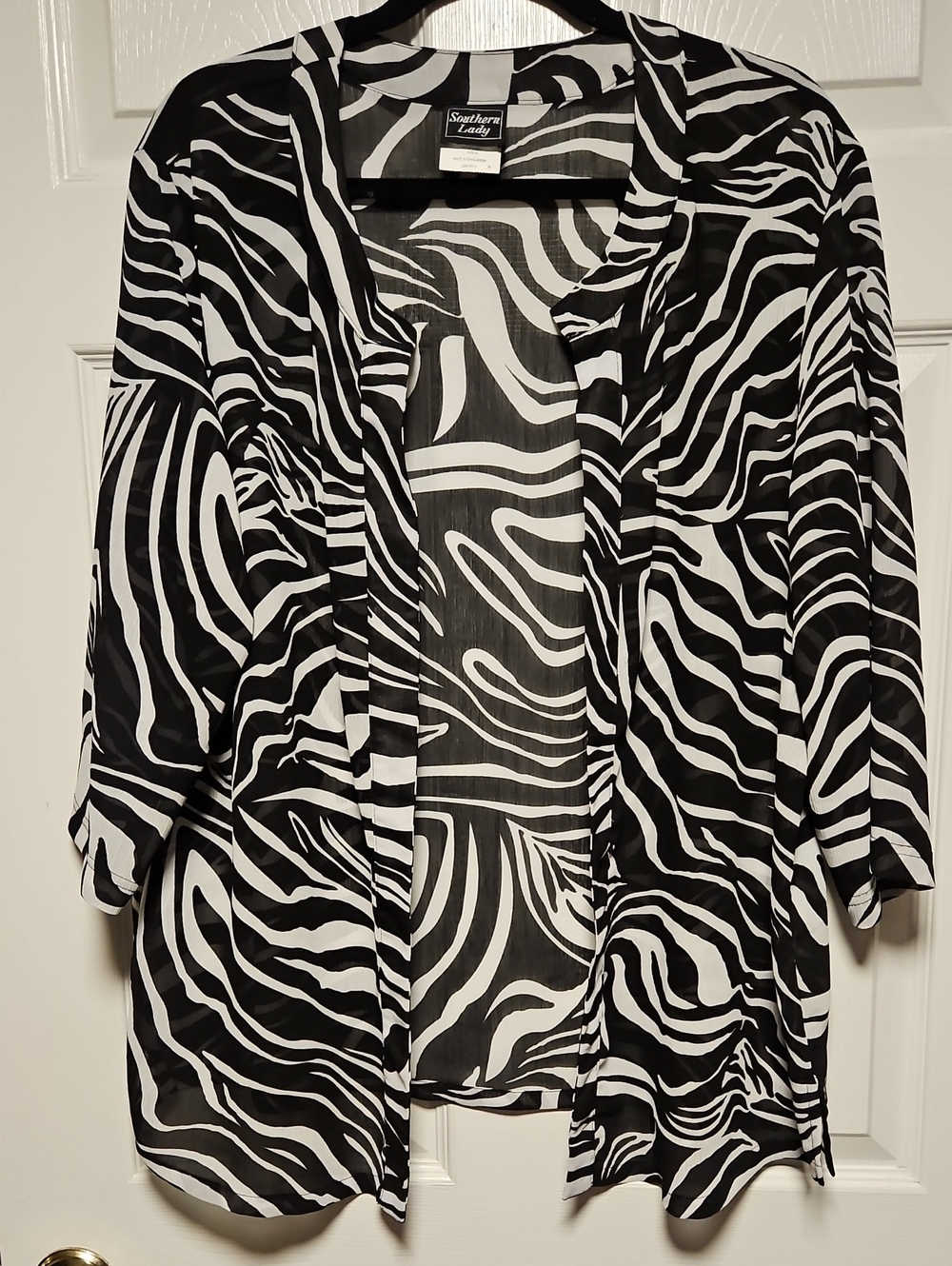 Southern Lady Zebra-Print Open Front Top
